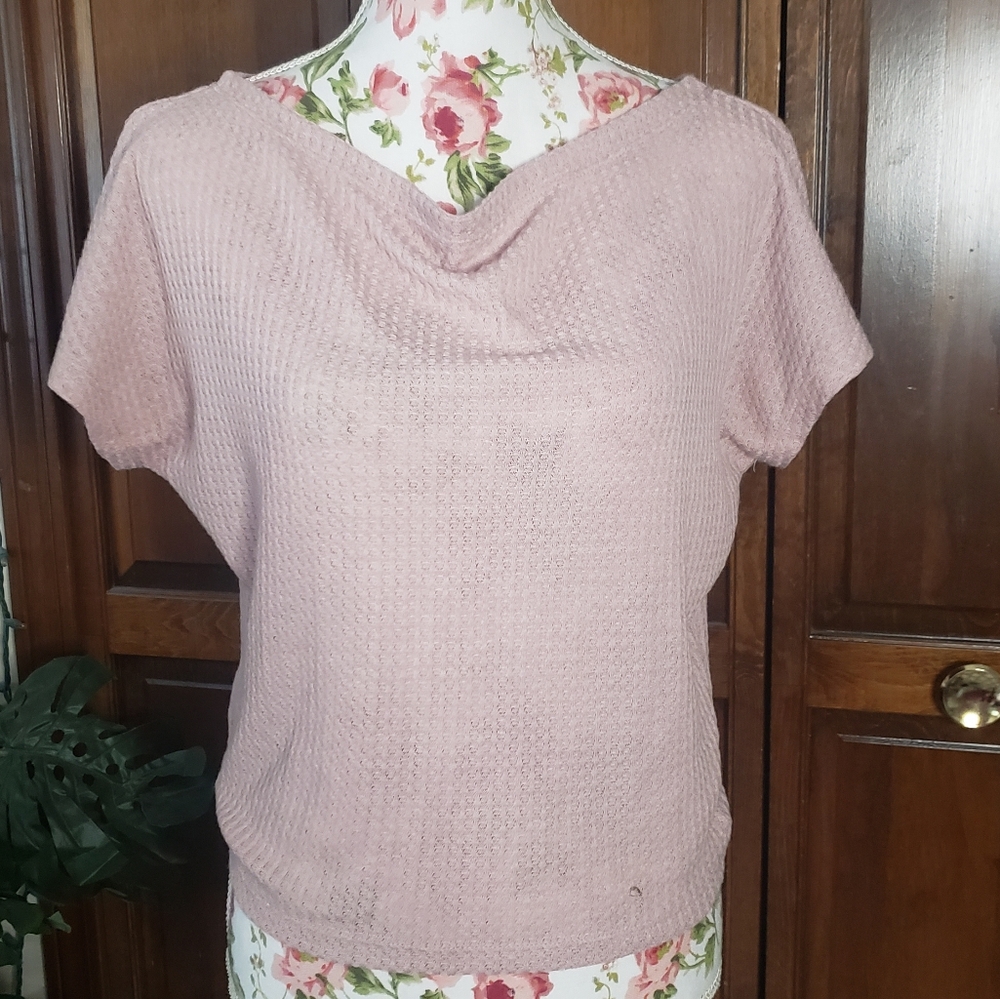 Express Pink Waffle Knit Blouse xs